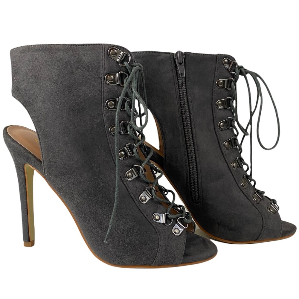 GLAZE Faux Suede Lace Up Booties